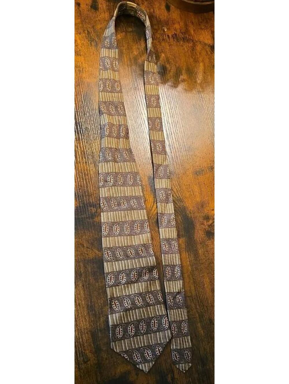 Vtg Guess USA Tie American Classics 100% Silk Hand Made In Italy Brown